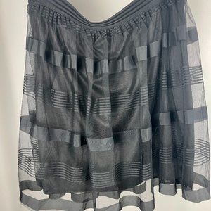 Black Two Layer Skirt Mid Length Stretchy Waist Plus Size 2X